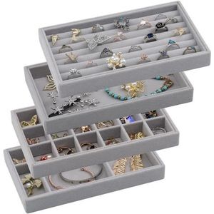 Velvet Jewelry Trays Organizer for Drawers, Small Stackable Jewelry Display Tray